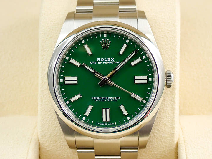 ロレックス オイスターパーペチュアル41 Ref.124300 ステンレススチール グリーン文字盤