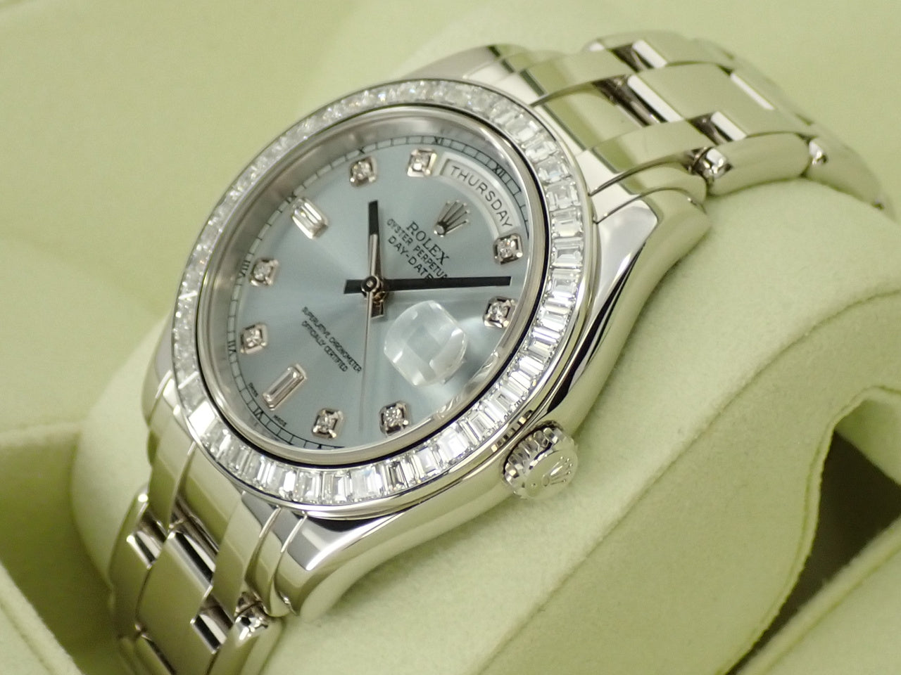 Rolex Day-Date Pearlmaster Ref.18946A PT Ice Blue Dial