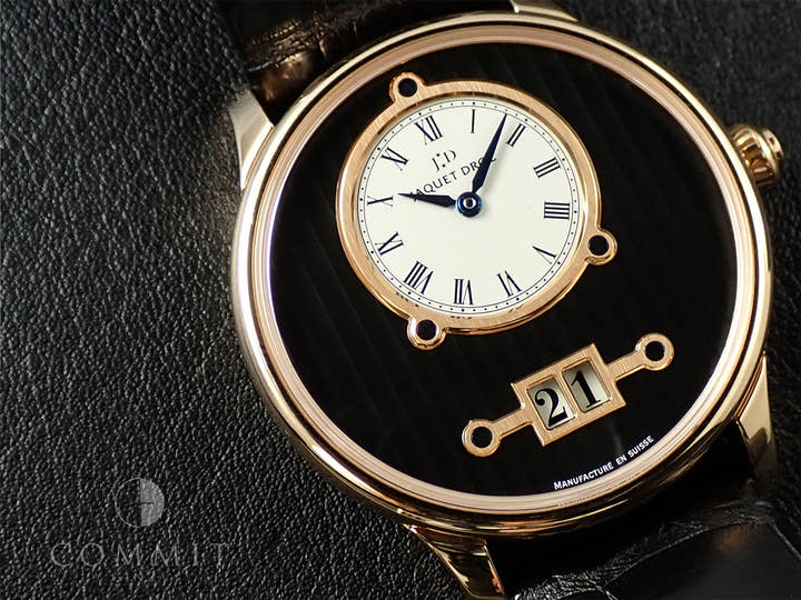 ジャケドロー プティ ウール ミニット グラン デイト  Ref.J016933240 ブラック/シルバー文字盤 中古 V5CYF8R8