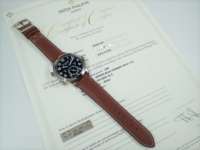パテックフィリップ カラトラバ Ref.5524G-001 ブルーヴァニッシュ文字盤 未使用 pilot-traveltime-2
