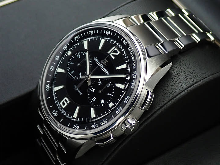 ジャガールクルト ポラリス クロノグラフ Ref.Q9028471 黒文字盤 美品 LJ1238R2
