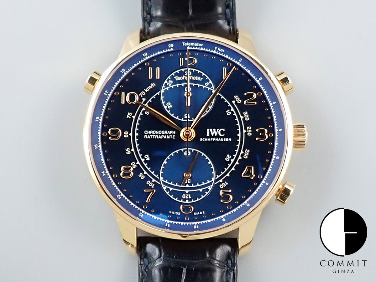 IWC  ポルトギーゼ クロノグラフ ラトラパンテ ブティック ミラノ Ref.IW371215 ブルー文字盤 中古 HA8F2ZRH