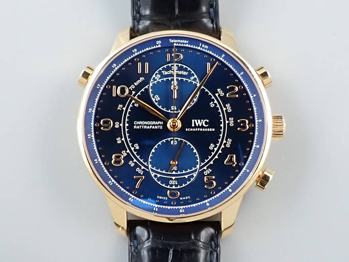 IWC  ポルトギーゼ クロノグラフ ラトラパンテ ブティック ミラノ Ref.IW371215 ブルー文字盤 中古 HA8F2ZRH