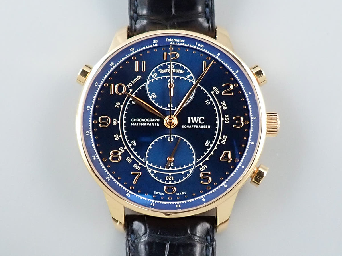 IWC  ポルトギーゼ クロノグラフ ラトラパンテ ブティック ミラノ Ref.IW371215 ブルー文字盤 中古 HA8F2ZRH