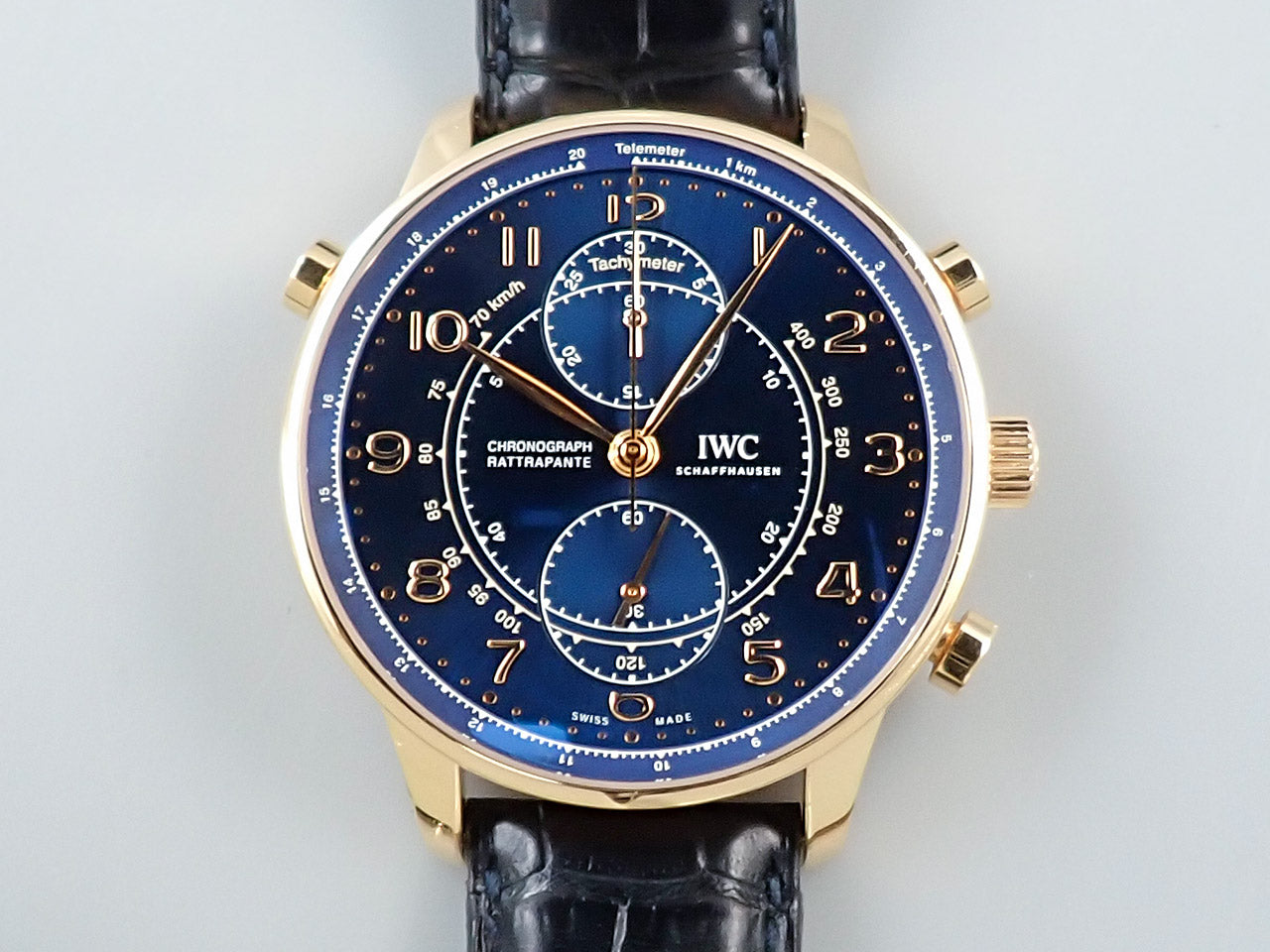 IWC Portuguese Chronograph Rattrapante Boutique Milano Ref.IW371215 18KREG Blue Dial