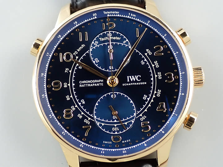 IWC  ポルトギーゼ クロノグラフ ラトラパンテ ブティック ミラノ Ref.IW371215 ブルー文字盤 中古 HA8F2ZRH