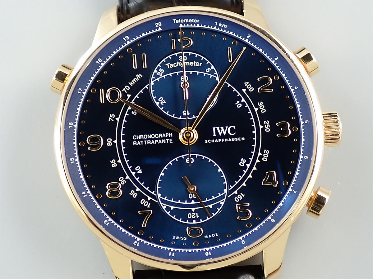 IWC  ポルトギーゼ クロノグラフ ラトラパンテ ブティック ミラノ Ref.IW371215 ブルー文字盤 中古 HA8F2ZRH