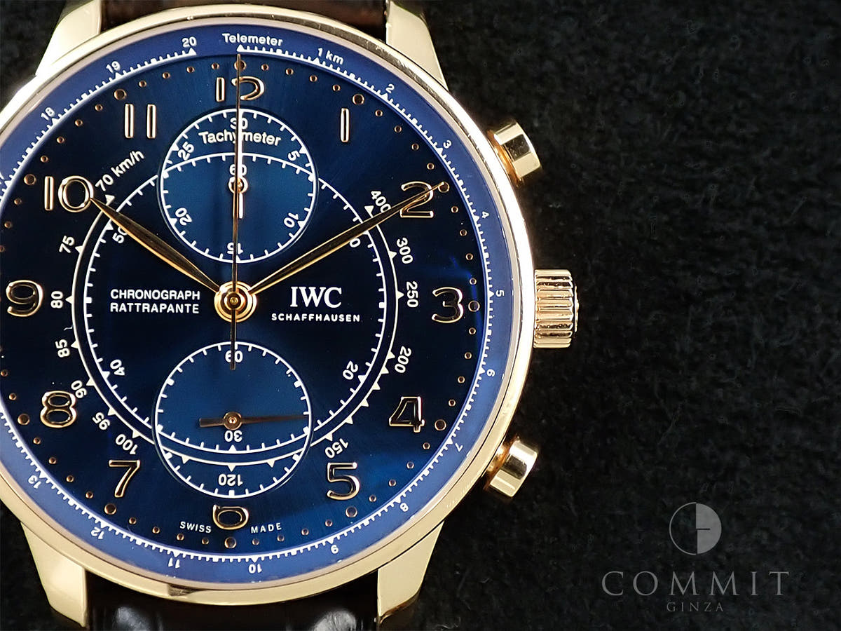 IWC  ポルトギーゼ クロノグラフ ラトラパンテ ブティック ミラノ Ref.IW371215 ブルー文字盤 中古 HA8F2ZRH