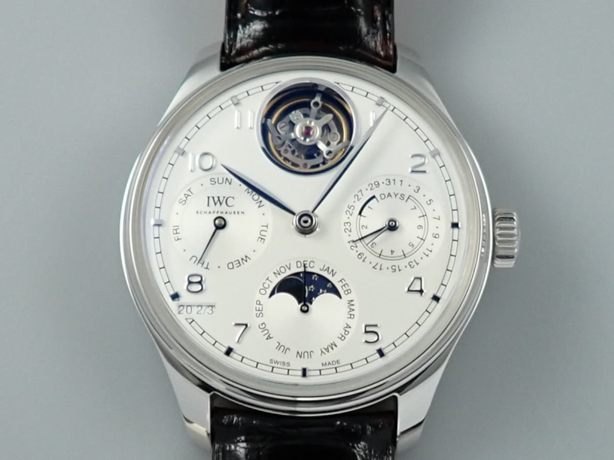 IWC ポルトギーゼ パーペチュアル カレンダー トゥールビヨン Ref.IW504505 シルバー文字盤 美品 3YY2ZJ23