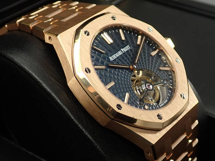 オーデマピゲ ロイヤルオーク トゥールビヨン エクストラ シン Ref.26510OR.OO.1220OR.01 ピンクゴールド ブルー文字盤