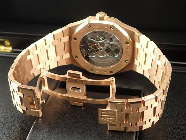 オーデマピゲ ロイヤルオーク トゥールビヨン エクストラ シン Ref.26510OR.OO.1220OR.01 ピンクゴールド ブルー文字盤