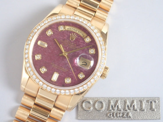 Rolex Day Date Rubellite 10P Diamond Diamond Bezel K Series Ref.118348