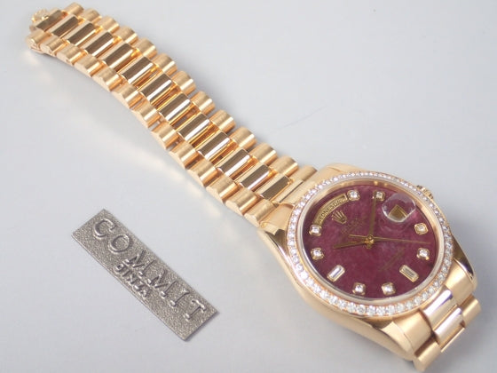 Rolex Day Date Rubellite 10P Diamond Diamond Bezel K Series Ref.118348