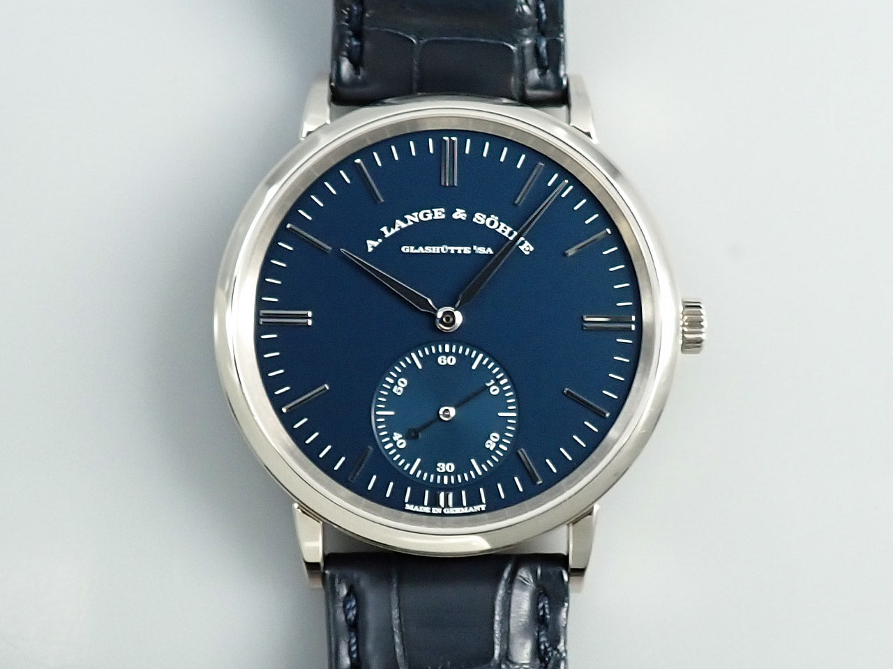 A. Lange &amp; Söhne Saxonia Automatic Ref.380.028 18KWG Blue Dial