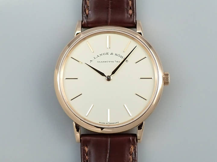 A.ランゲ＆ゾーネ サクソニア フラッハ Ref.201.033 シルバー文字盤 美品 YSW6Z605