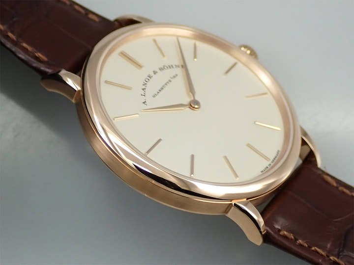 A.ランゲ＆ゾーネ サクソニア フラッハ Ref.201.033 シルバー文字盤 美品 YSW6Z605