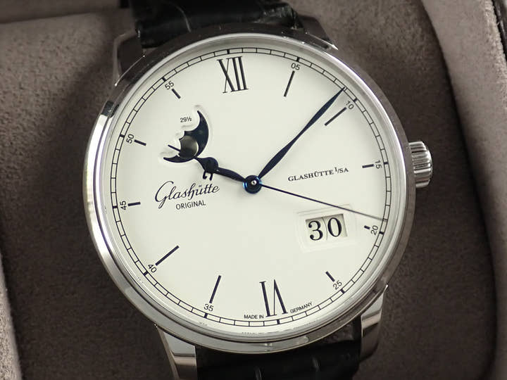 グラスヒュッテオリジナル セネタ エクセレンス パノラマデイト ムーンフェイズ Ref.1-36-04-01-02-50 シルバーグレイン文字盤 美品 Y3K9MV29