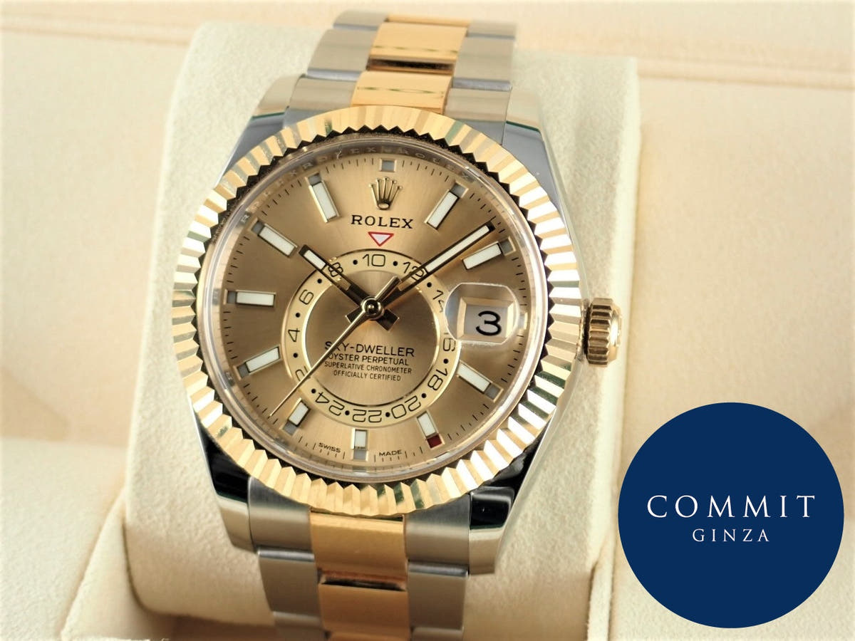 ロレックス スカイドゥエラー Ref.326933 シャンパン文字盤 中古 sky-dweller-16 オイスターブレスレット