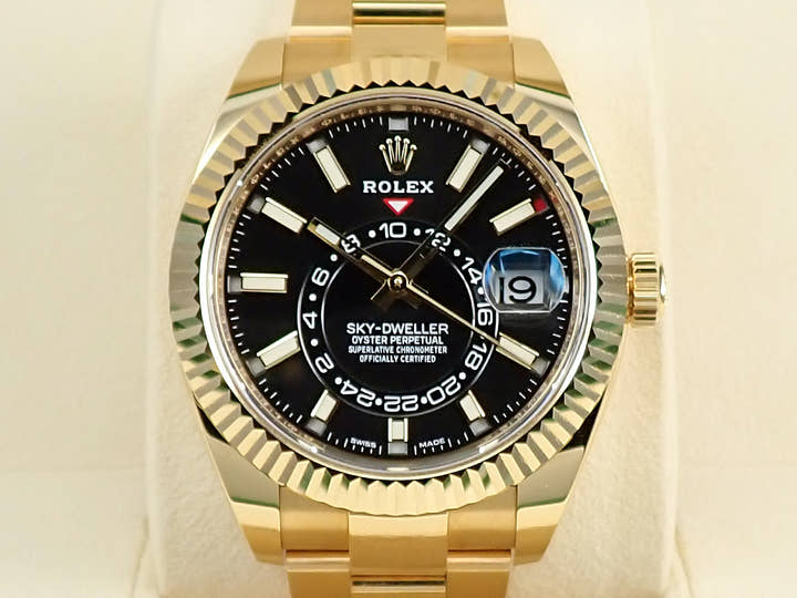 ロレックス スカイドゥエラー Ref.326938 イエローゴールド ブラック文字盤 オイスターブレスレット