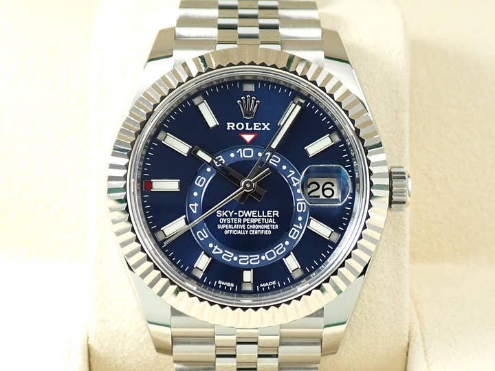 ロレックス スカイドゥエラー Ref.326934 ステンレススチール/ホワイトゴールド ブルー文字盤 ジュビリーブレスレット 美品 85TZRLRF
