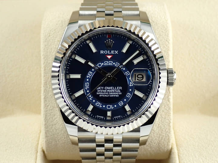 ロレックス スカイドゥエラー Ref.326934 ステンレススチール/ホワイトゴールド ブルー文字盤 ジュビリーブレスレット 中古 K8623904