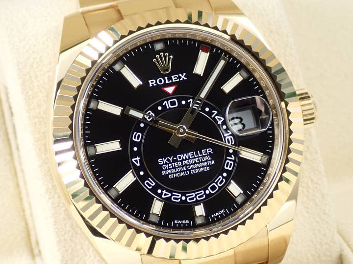 ロレックス スカイドゥエラー Ref.326938 イエローゴールド ブラック文字盤 オイスターブレスレット