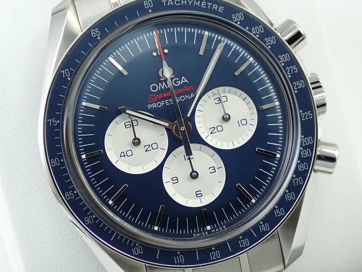 オメガ スピードマスター 記念モデル クロノグラフ 42MM Ref.522.30.42.30.03.001 ブルー文字盤 極美品 A6JA79Z3