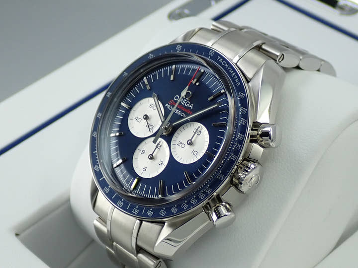 オメガ スピードマスター 記念モデル クロノグラフ 42MM Ref.522.30.42.30.03.001 ブルー文字盤 極美品 A6JA79Z3
