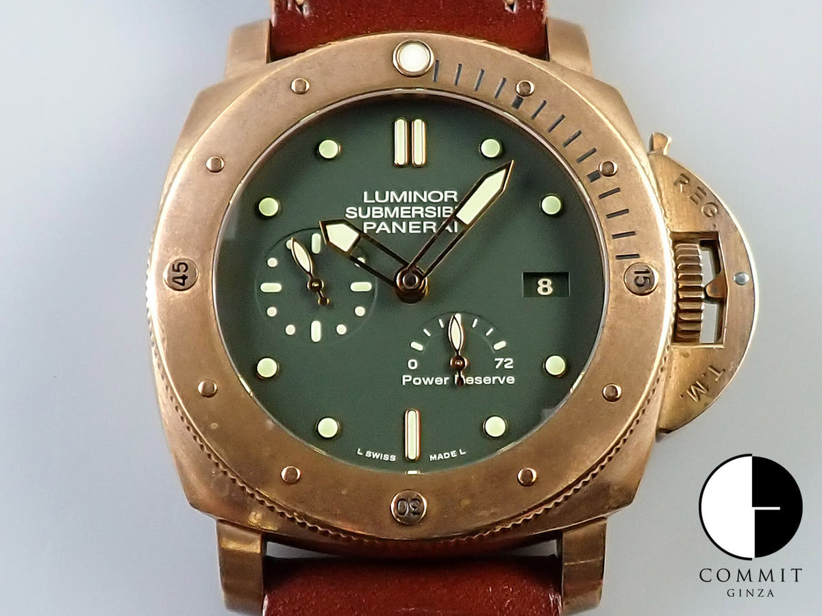 Panerai Submersible 1950 3 Days Power Reserve Bronzo Ref.PAM00507 Green Dial Used JCRJC795