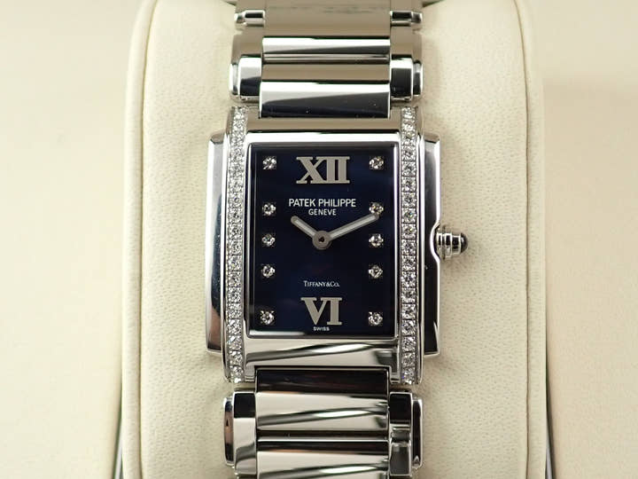 Patek Philippe Twenty-4 TIFFANY &amp; CO. Ref. 4910/10A-012 Stainless Steel Blue Dial
