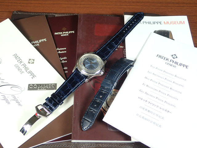 パテックフィリップ ワールドタイム Ref.5130P ブルーソレイユ文字盤 中古 worldtime-11
