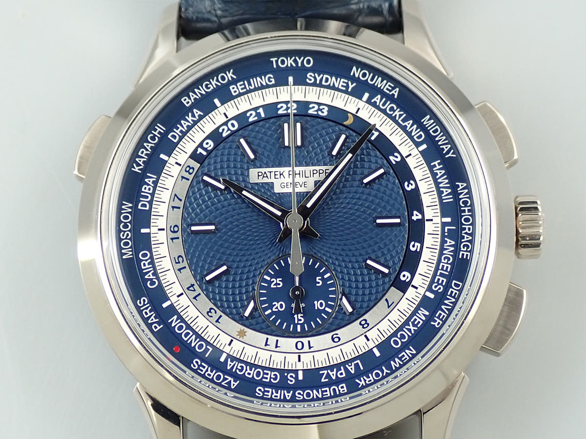 パテックフィリップ ワールドタイム クロノグラフ Ref.5930G-010 ブルー文字盤 美品 CX6AL8JL