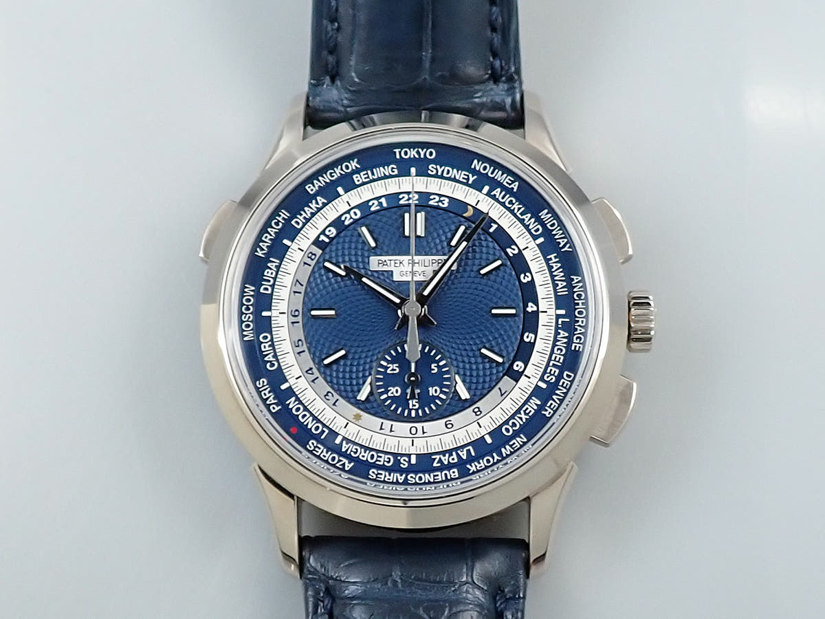 パテックフィリップ ワールドタイム クロノグラフ Ref.5930G-010 ブルー文字盤 美品 CX6AL8JL