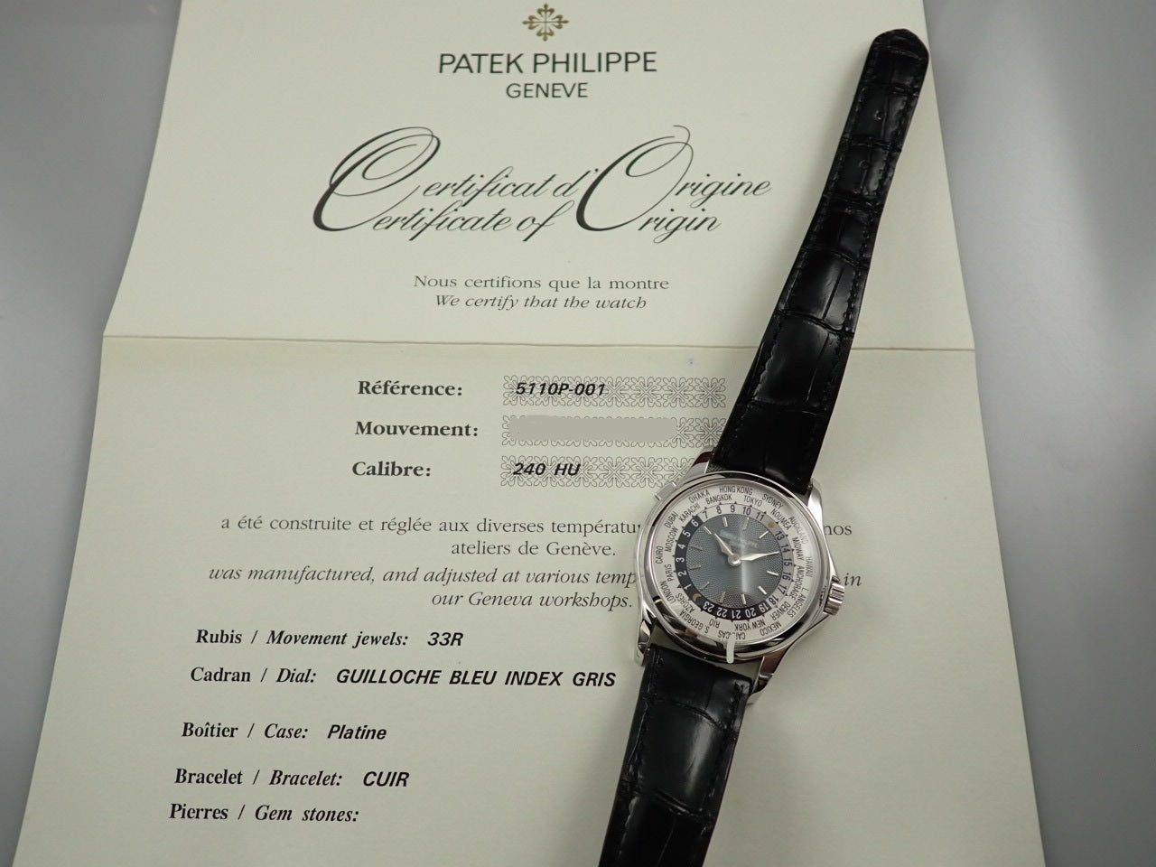 Patek Philippe World Time Platinum &lt;Warranty, Box, etc.&gt;